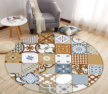 3D Pattern Bricks 64143 Round Non Slip Rug Mat
