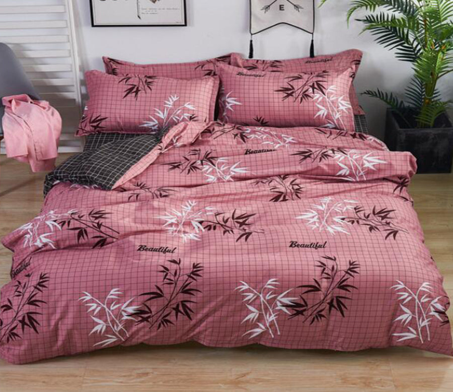 3D Red Background Branches 12161 Bed Pillowcases Quilt
