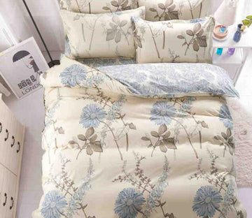 3D Small Gray Blue Flowers 8141 Bed Pillowcases Quilt