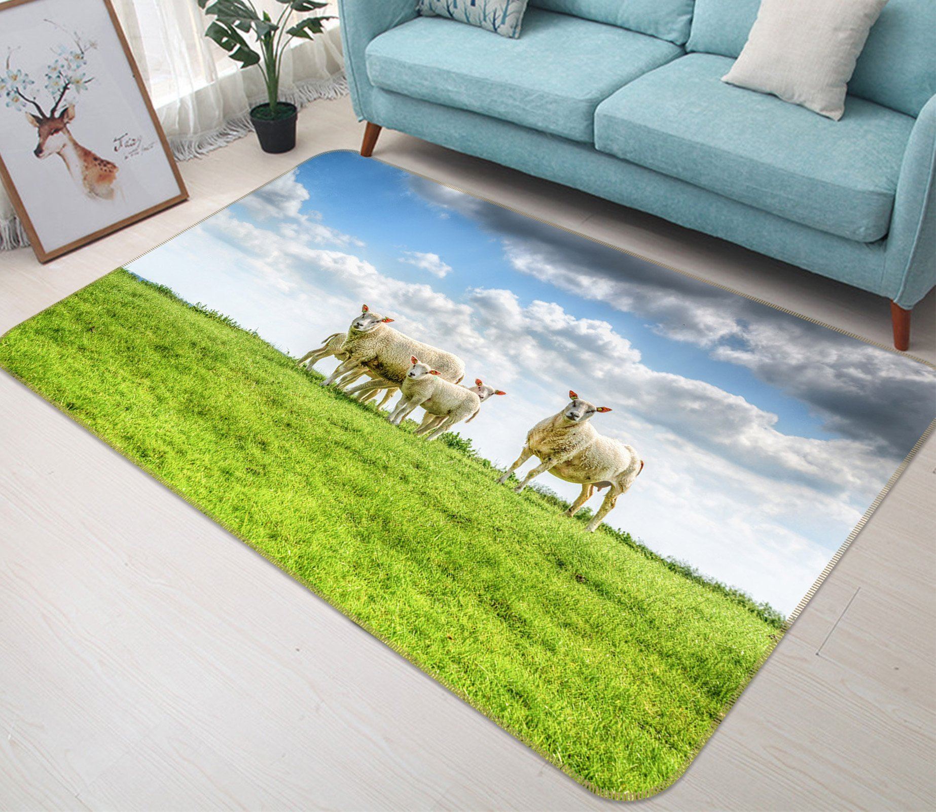 3D Qingqing Grassland Sheep 629 Animal Non Slip Rug Mat Mat AJ Creativity Home 