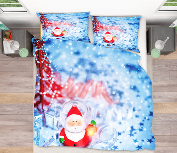 3D Santa Claus Ornaments Star 50019 Christmas Quilt Duvet Cover Xmas Bed Pillowcases