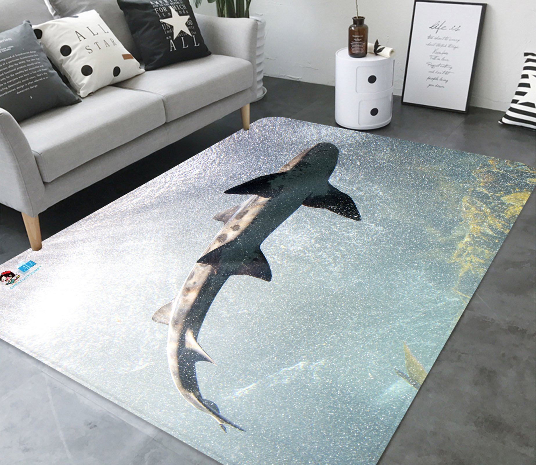 3D Shark 5129 Non Slip Rug Mat Mat AJ Creativity Home 