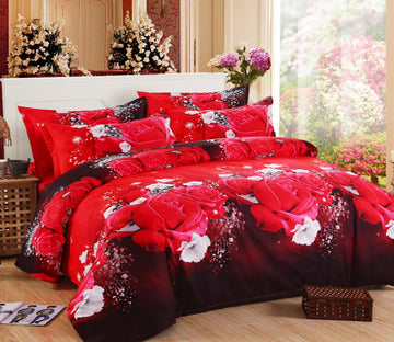 3D Red Rose Flower 6056 Bed Pillowcases Quilt