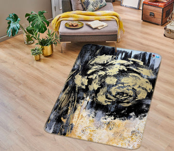 3D Vintage Black Flower 4122 Skromova Marina Rug Non Slip Rug Mat