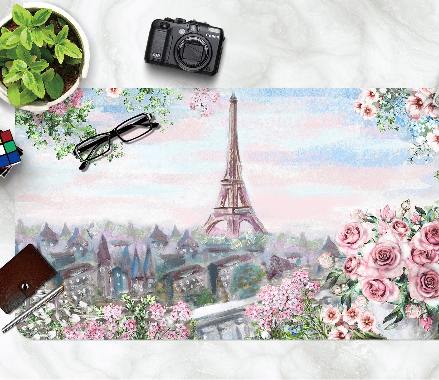 3D Flower Bush Tower 17143 Desk Mat