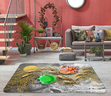 3D Goldfish Lotus 34052 Non Slip Rug Mat