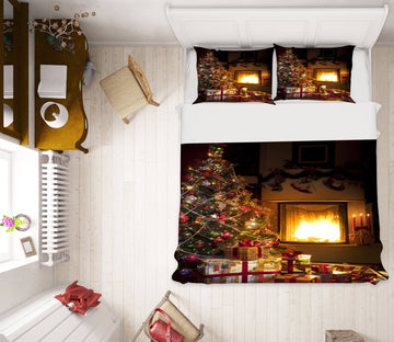 3D Tree Fireplace Gift 50005 Christmas Quilt Duvet Cover Xmas Bed Pillowcases