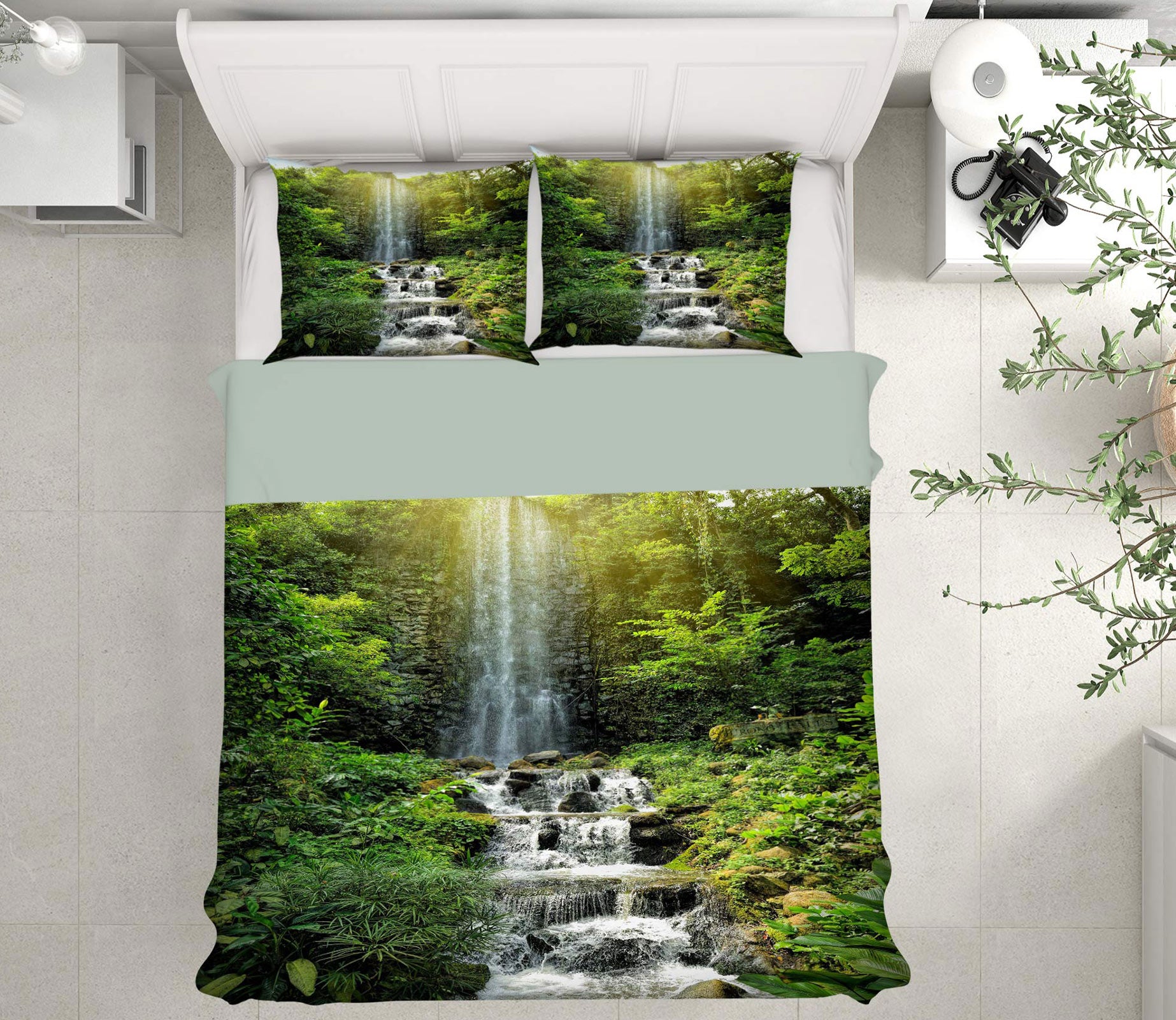 3D Waterfall Meadow 15145 Bed Pillowcases Quilt