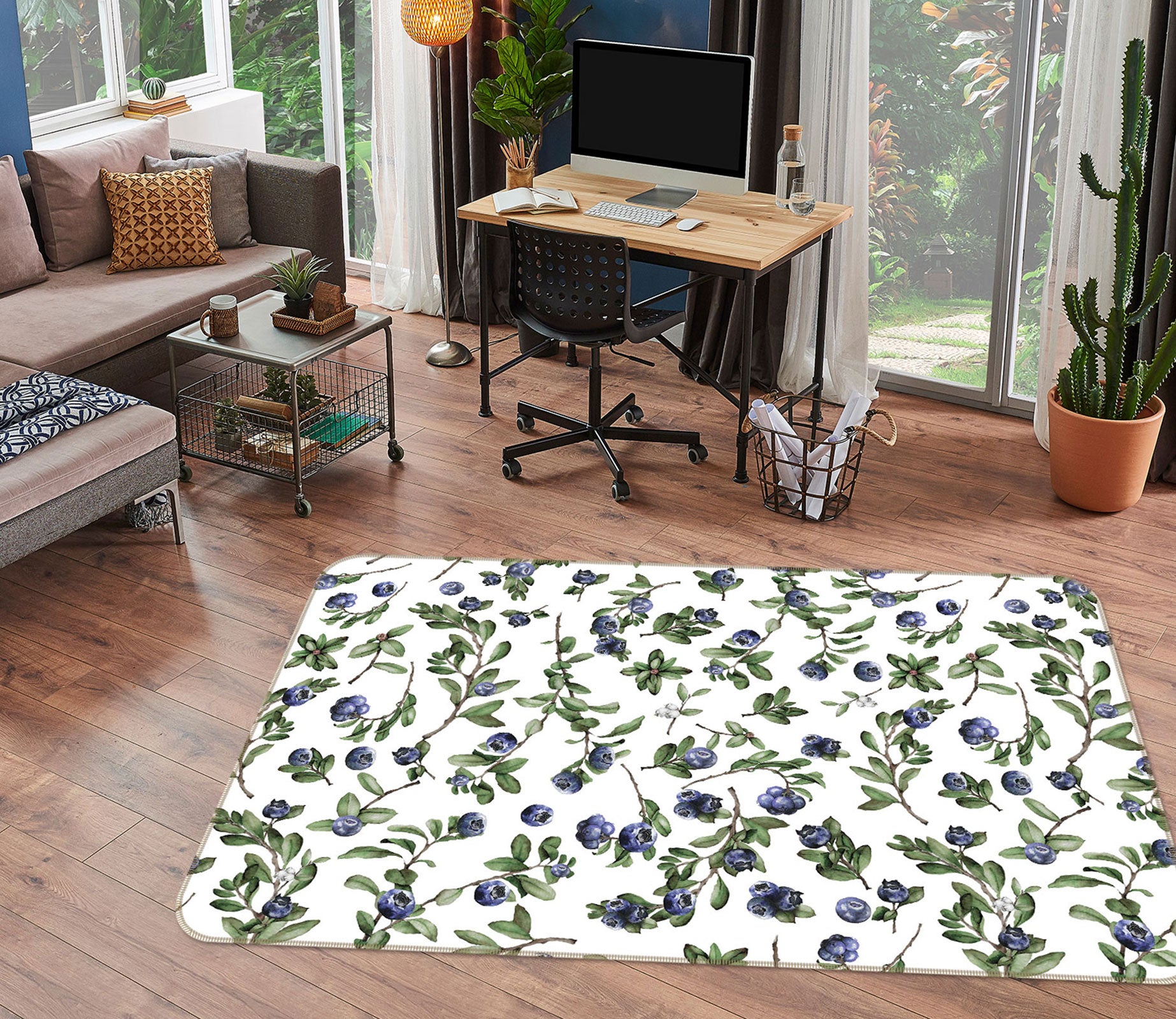 3D Small Blueberries 121 Uta Naumann Rug Non Slip Rug Mat
