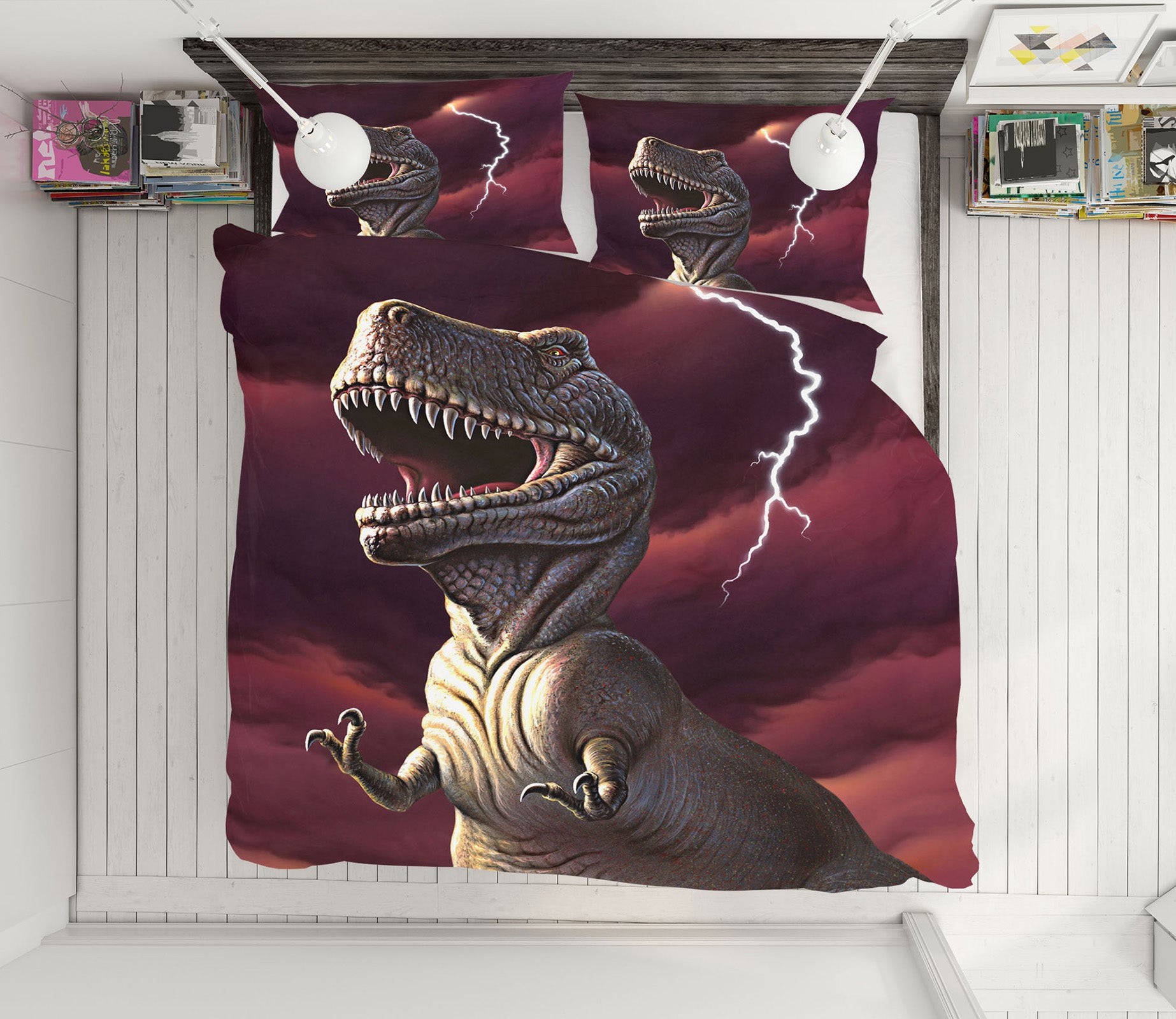3D Lightning Dinosaur 18065 Jerry LoFaro bedding Bed Pillowcases Quilt