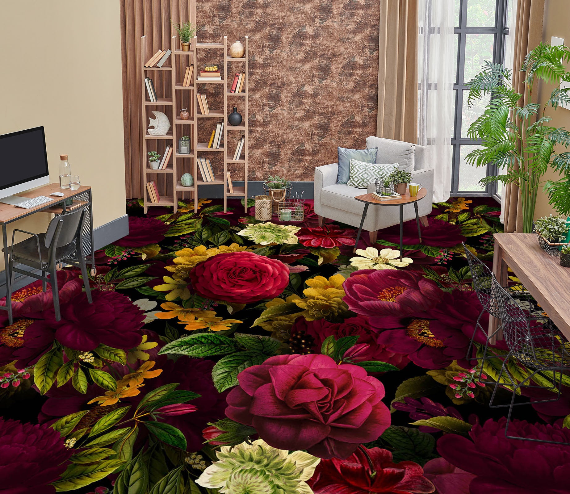 3D Red Rose 567 Uta Naumann Floor Mural