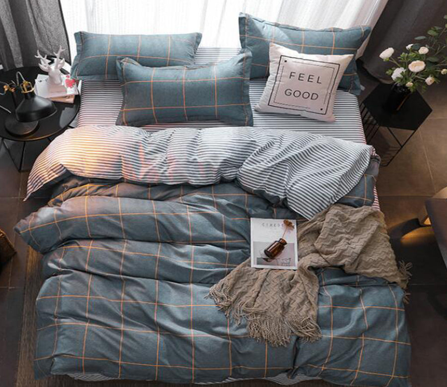 3D Dark Gray Grid Stripe 12059 Bed Pillowcases Quilt