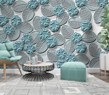 3D Blue Flowers 3067 Wall Murals Wallpaper AJ Wallpaper 2 