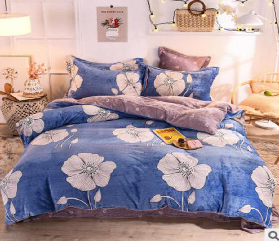 3D Blue Flowers 20089 Bed Pillowcases Quilt