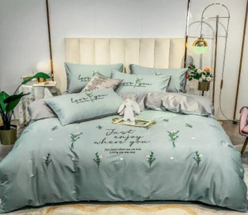 3D Gray Green 40345 Bed Pillowcases Quilt