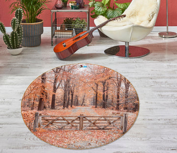 3D Yellow Leaves 7333 Assaf Frank Rug Round Non Slip Rug Mat