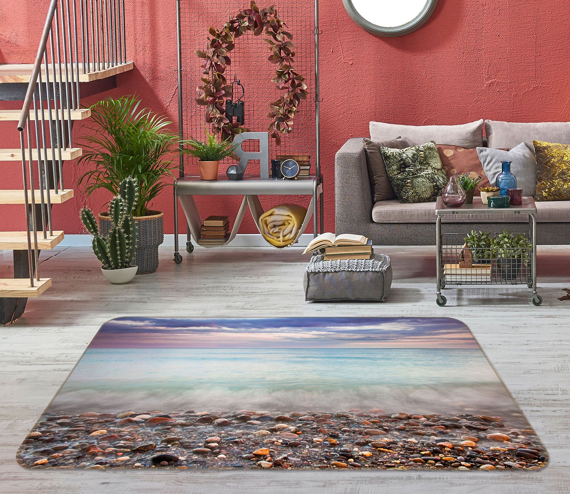 3D Seaside Stones 35140 Non Slip Rug Mat