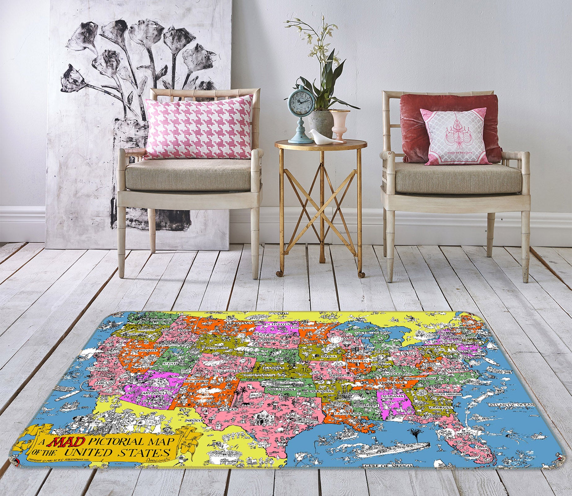 3D Color Painting 2006 World Map Non Slip Rug Mat