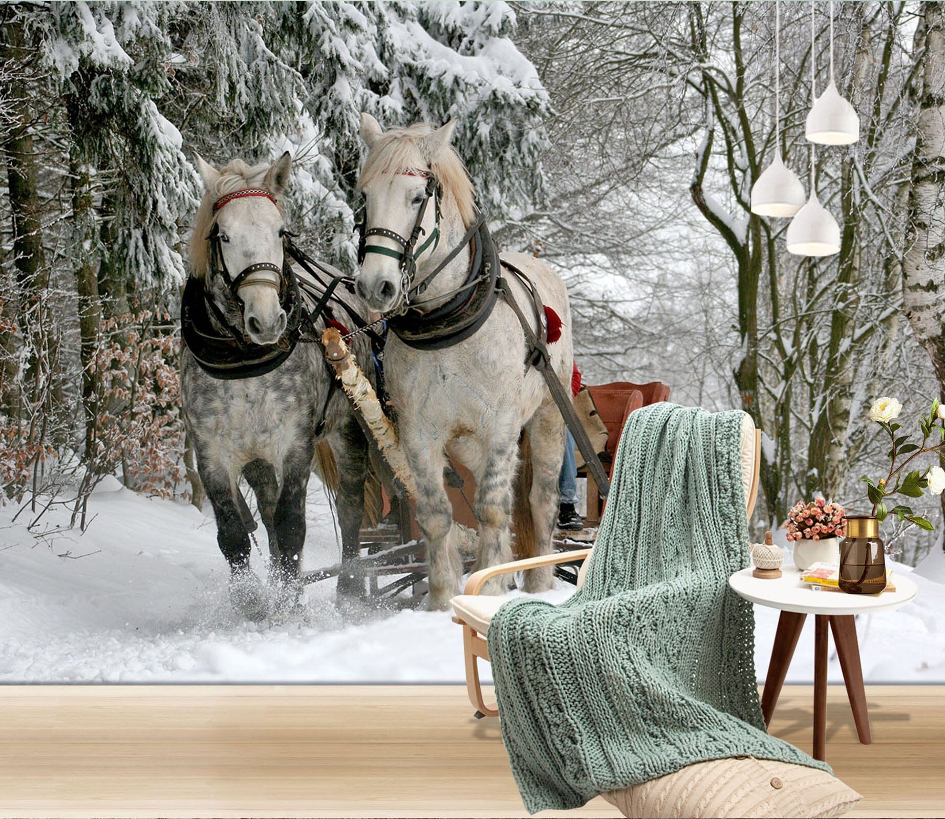 3D Horse Sleigh 263 Wall Murals Wallpaper AJ Wallpaper 2 