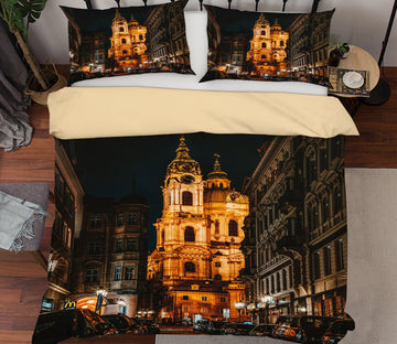3D City Houses Street 12220 Bed Pillowcases Quilt