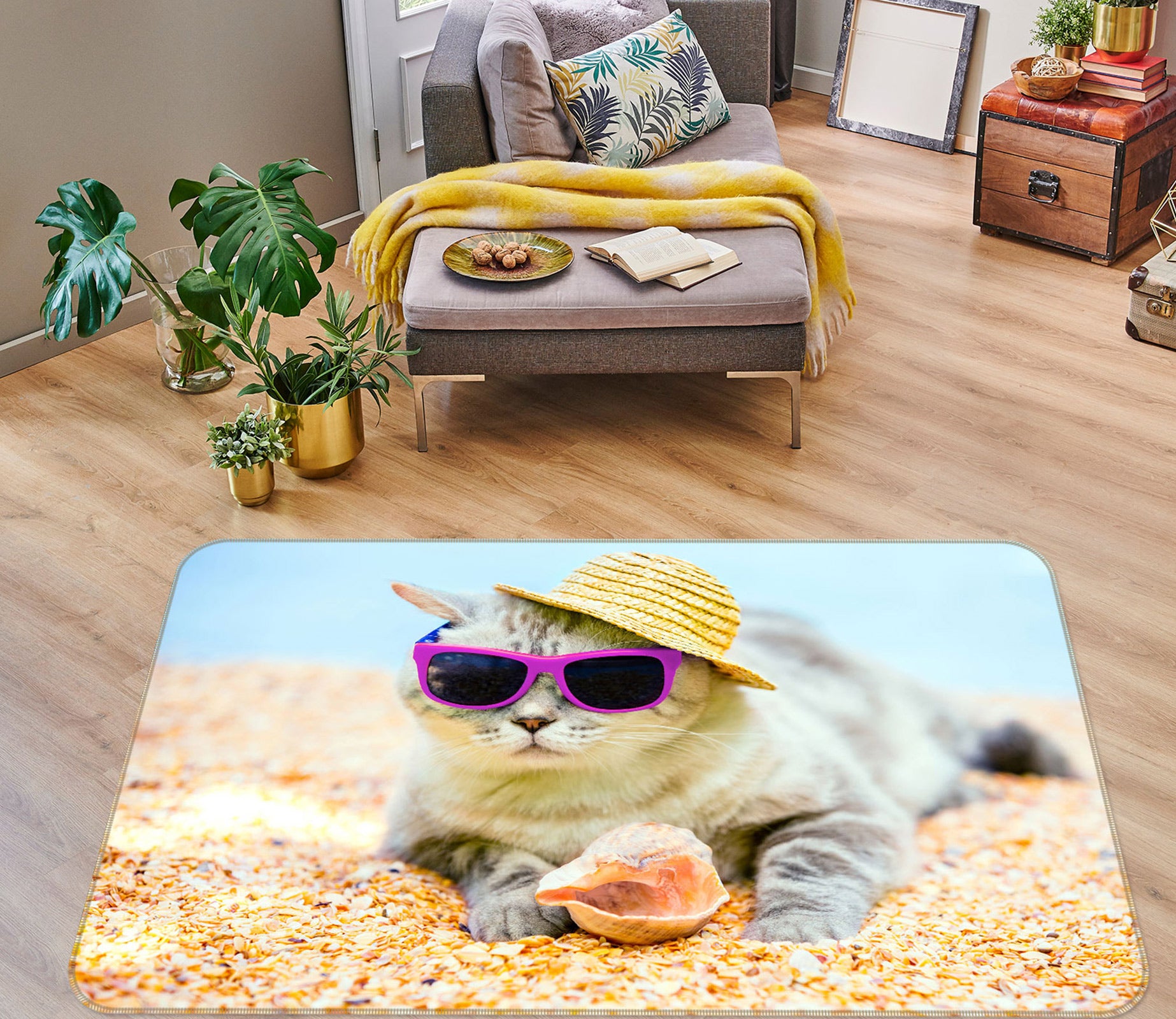 3D Beach Cat 37096 Non Slip Rug Mat