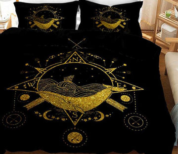 3D Golden Circle Totem Sea Fish 11176 Bed Pillowcases Quilt