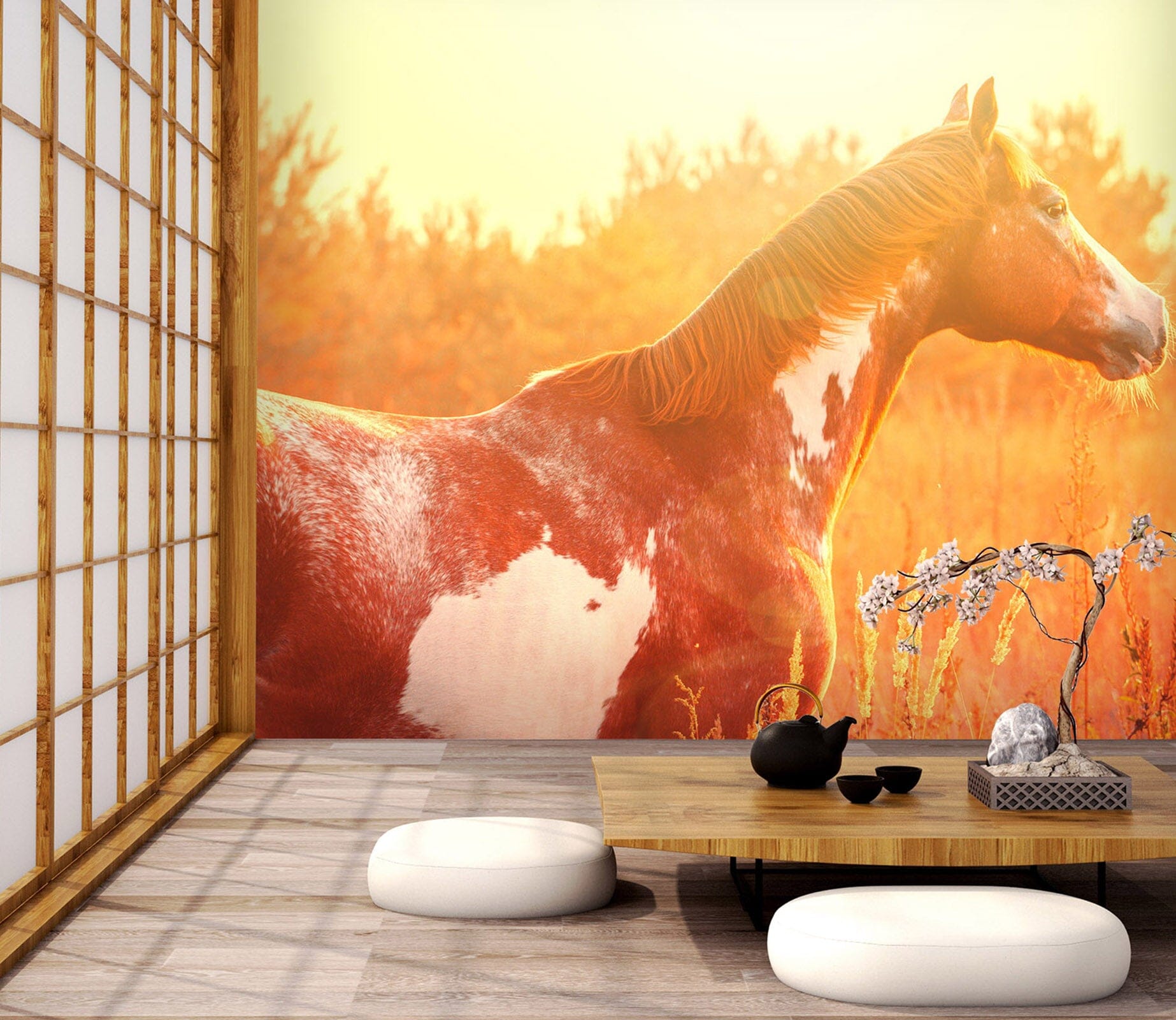 3D Dusk Grassland Horse 107 Wall Murals Wallpaper AJ Wallpaper 2 