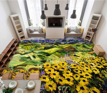 3D Hillside Yellow Daisy Bush 9544 Allan P. Friedlander Floor Mural