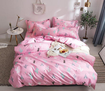 3D Pink Bottom Cactus 2029 Bed Pillowcases Quilt