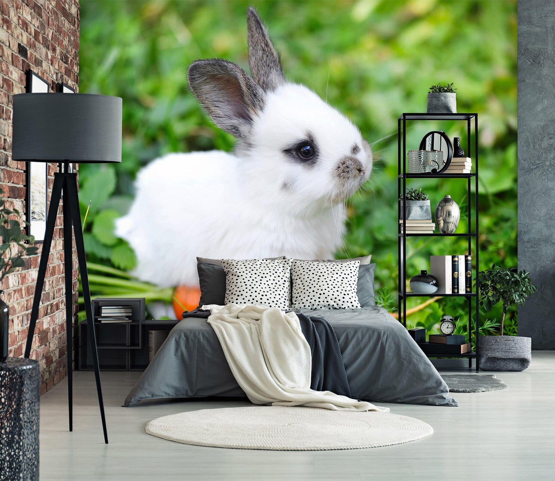 3D Lawn White Rabbit 2018 Wall Murals Wallpaper AJ Wallpaper 2 