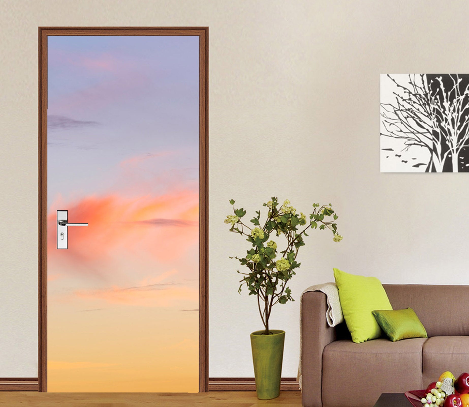 3D Pink Sunset 5197 Assaf Frank Door Mural