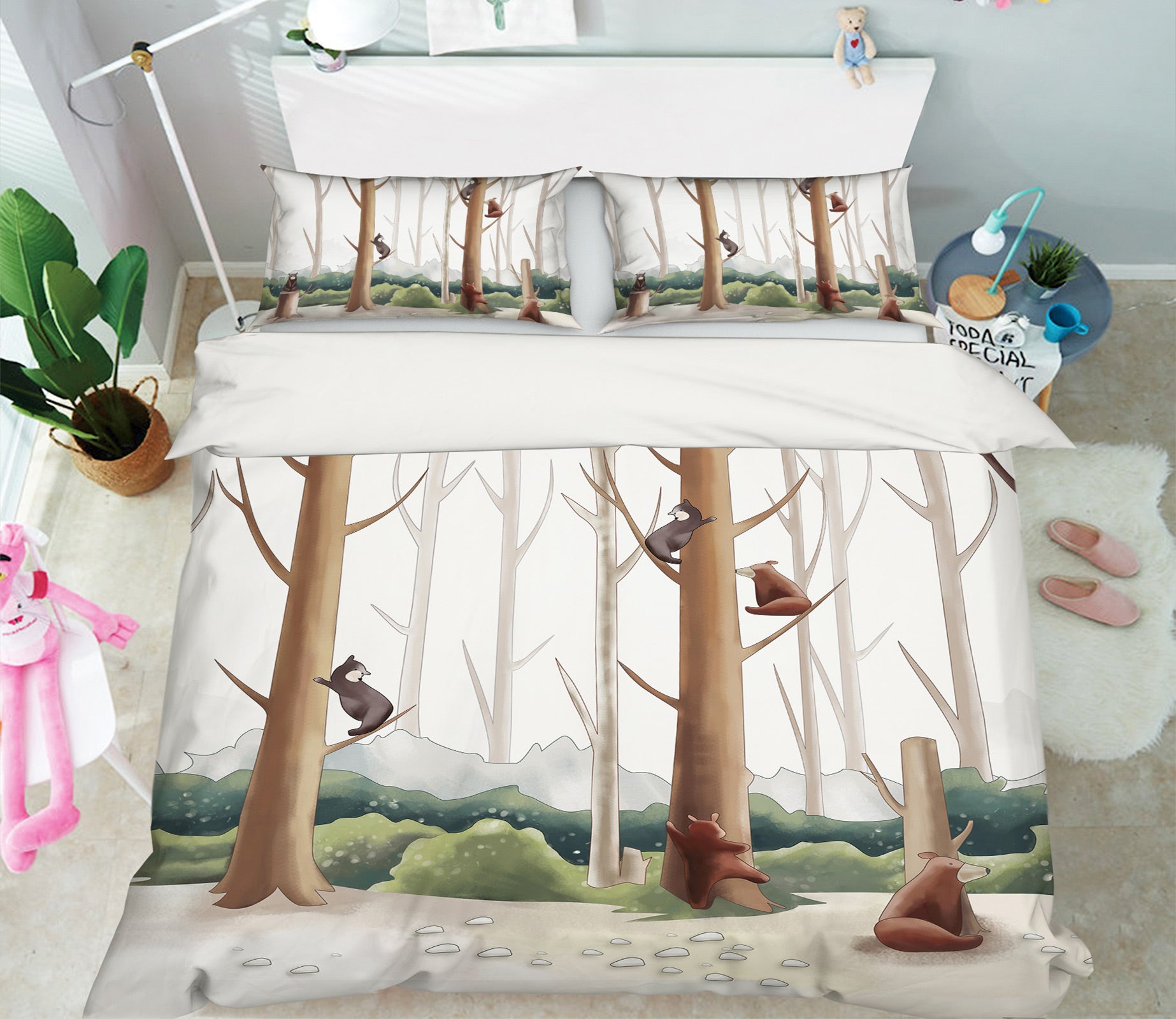 3D Forest Wood 13134 Bed Pillowcases Quilt
