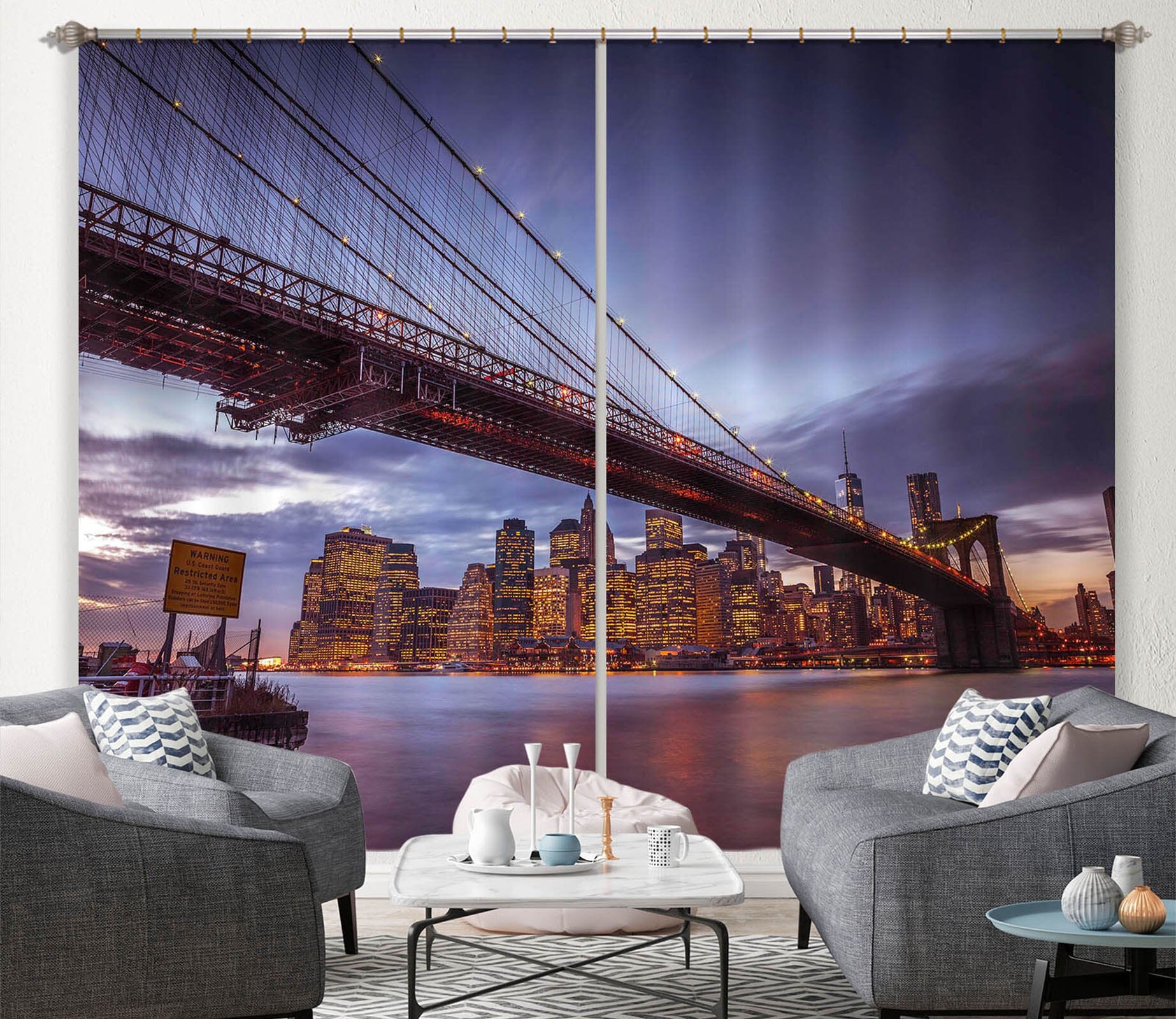 3D River Bridge 218 Assaf Frank Curtain Curtains Drapes Curtains AJ Creativity Home 