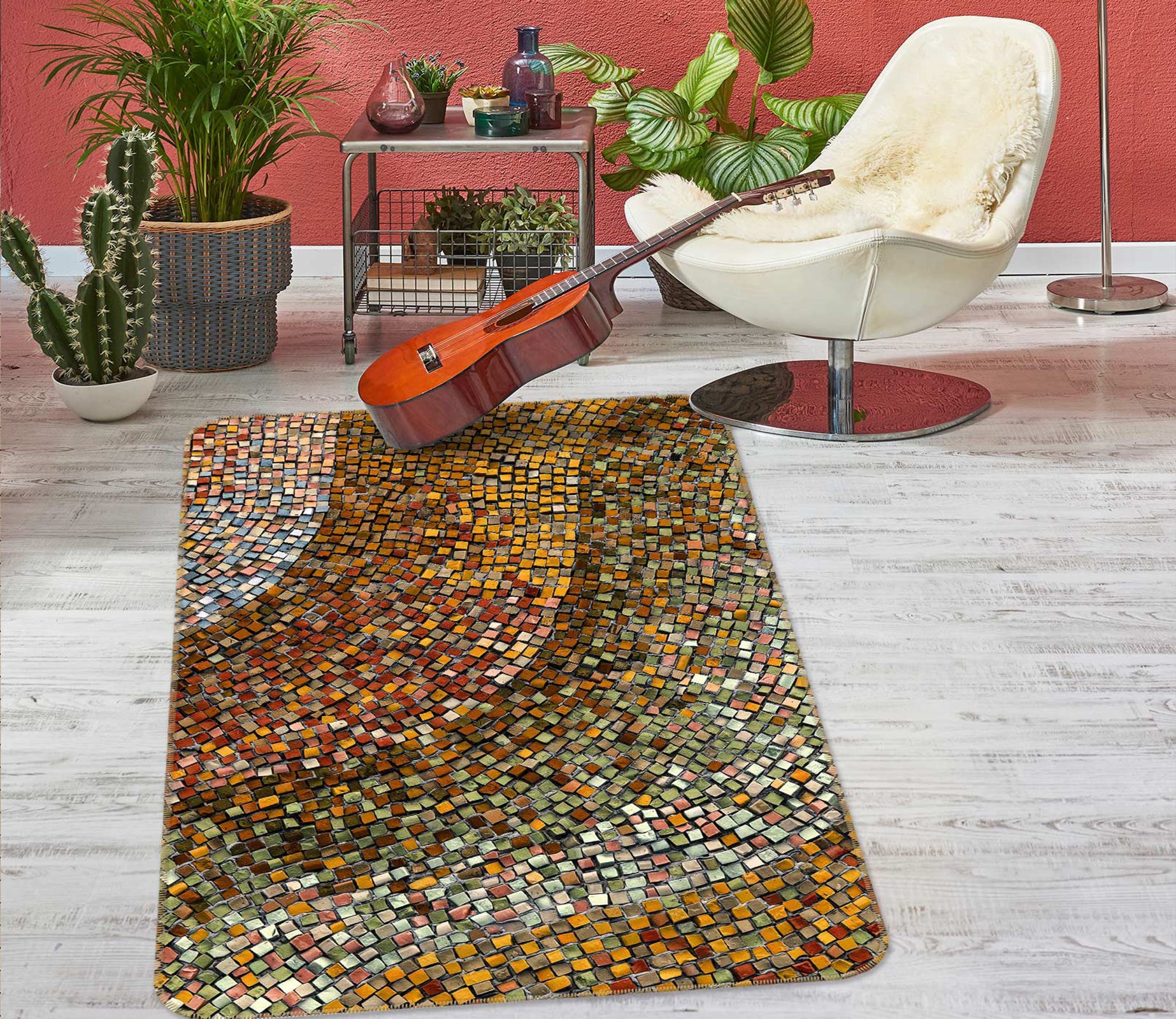 3D Brown Pattern 33071 Non Slip Rug Mat