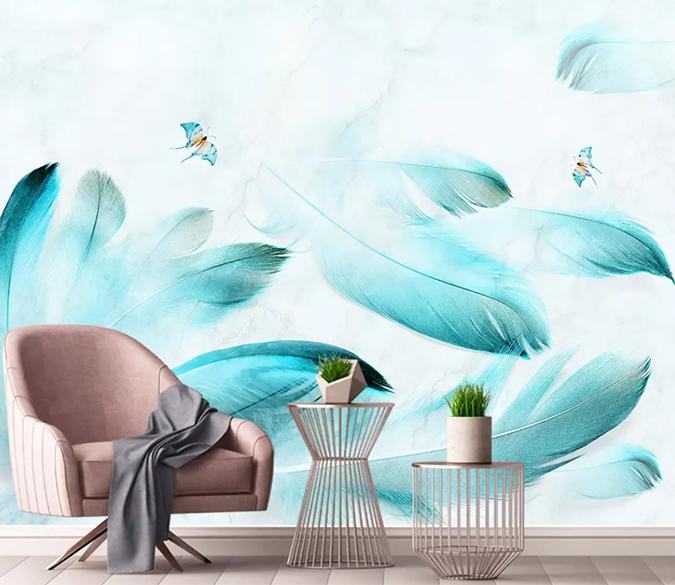 3D Blue Feather 638 Wall Murals Wallpaper AJ Wallpaper 2 