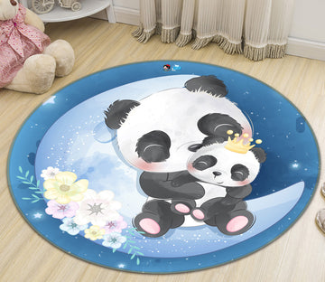 3D Moon Panda 74259 Round Non Slip Rug Mat