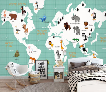 3D Animal Illustration 2014 World Map Wall Murals Wallpaper AJ Wallpaper 2 