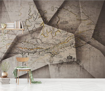 3D Paper Map WC475 Wall Murals