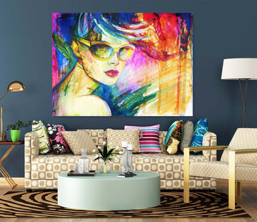 3D Colored Glasses Woman 1047 Wall Sticker