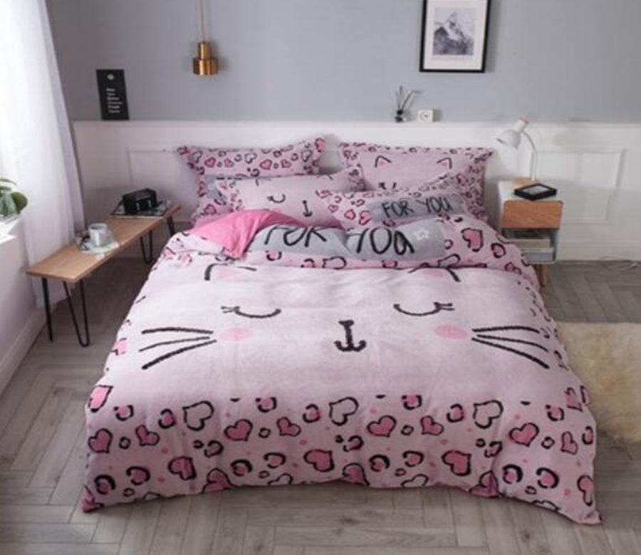 3D Pink Leopard Rabbit 18021 Bed Pillowcases Quilt