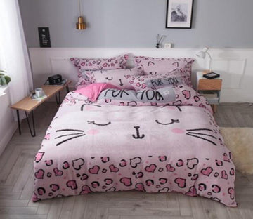 3D Pink Leopard Rabbit 18021 Bed Pillowcases Quilt