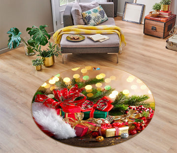 3D Gift 54068 Christmas Round Non Slip Rug Mat Xmas