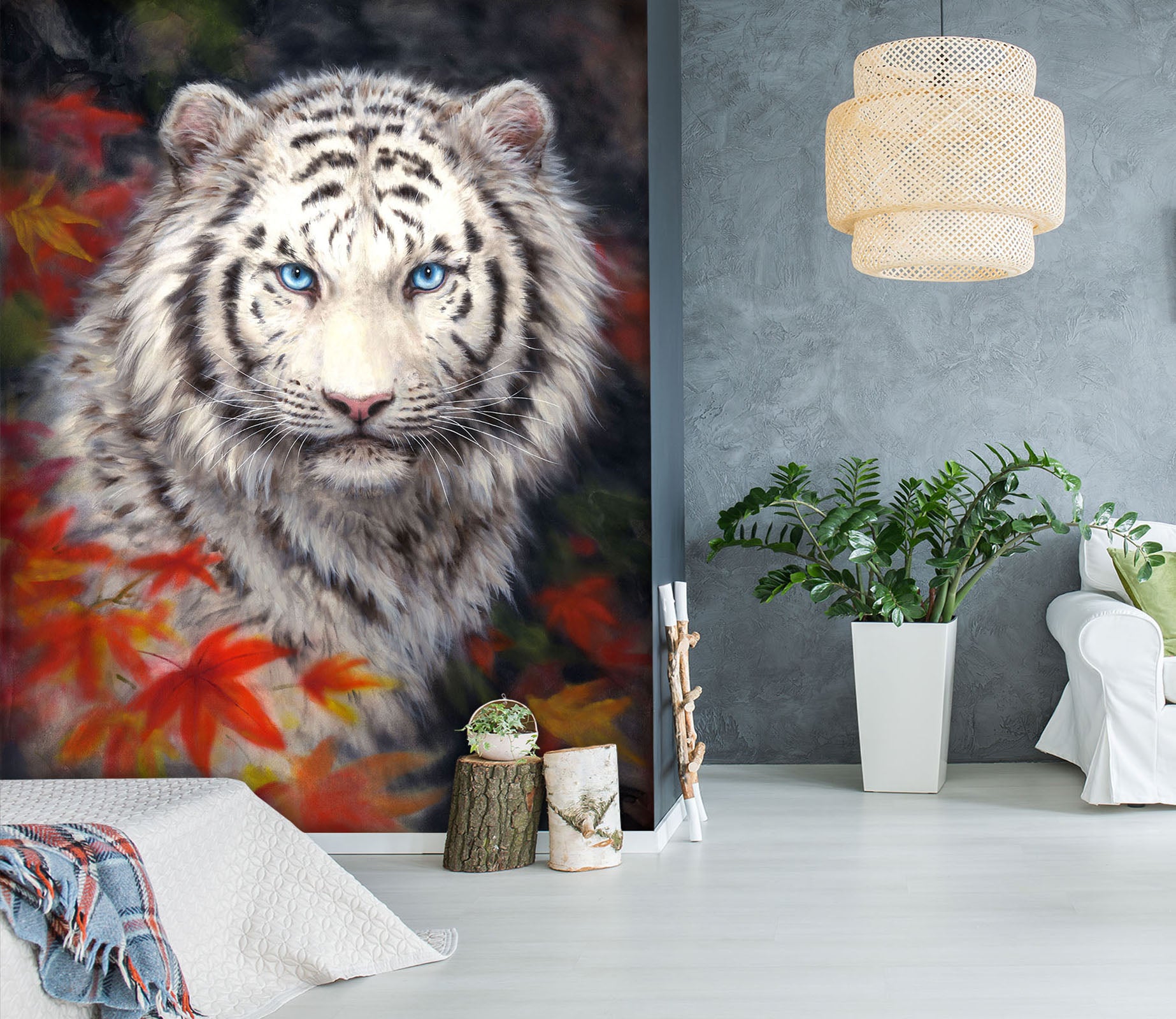 3D Maple Leaf Tiger 5503 Kayomi Harai Wall Mural Wall Murals