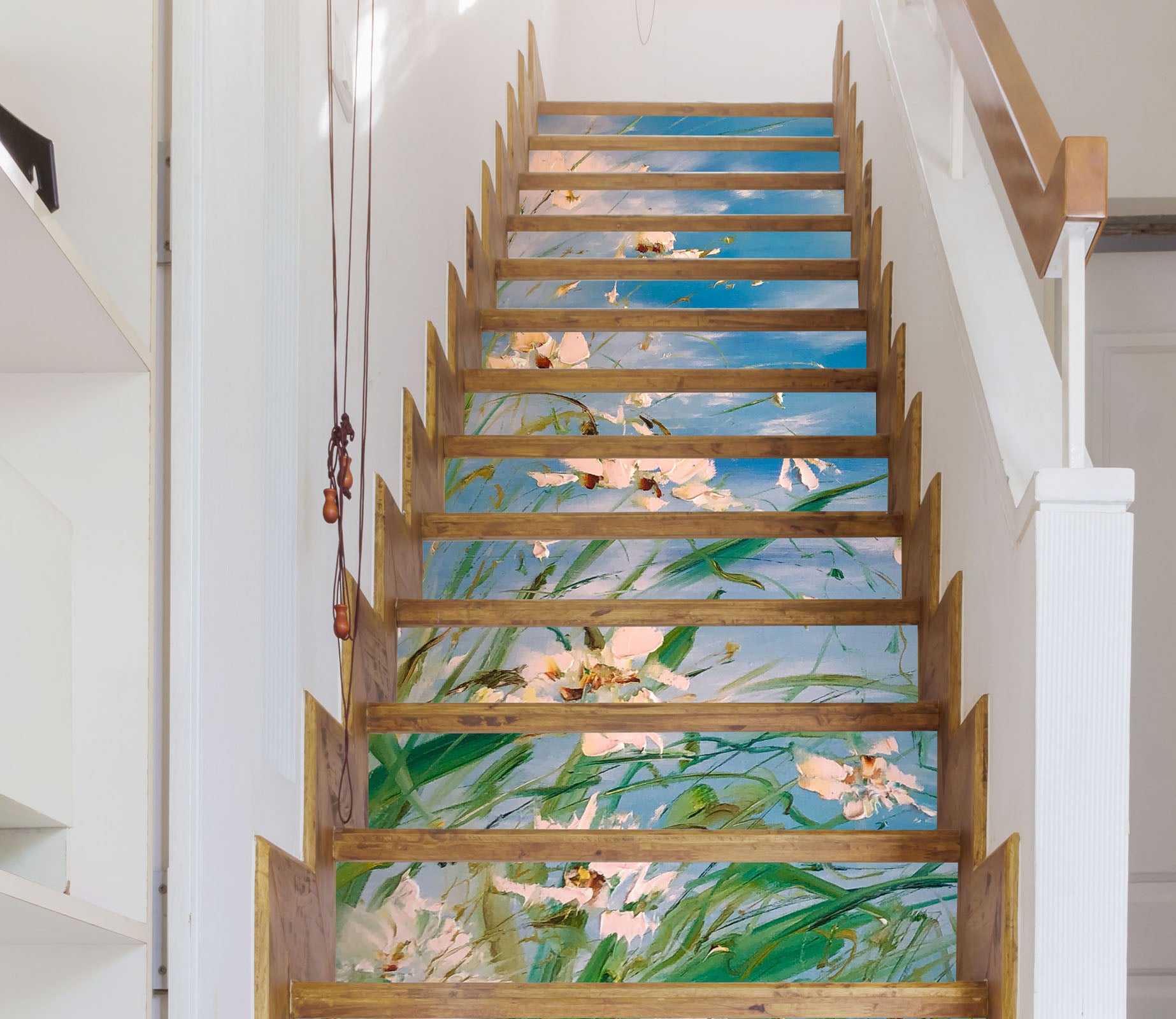 3D White Flower Grass 2188 Skromova Marina Stair Risers
