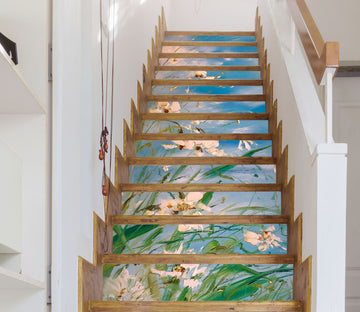 3D White Flower Grass 2188 Skromova Marina Stair Risers
