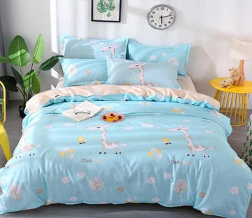 3D Light Blue Bottom Giraffe 3003 Bed Pillowcases Quilt