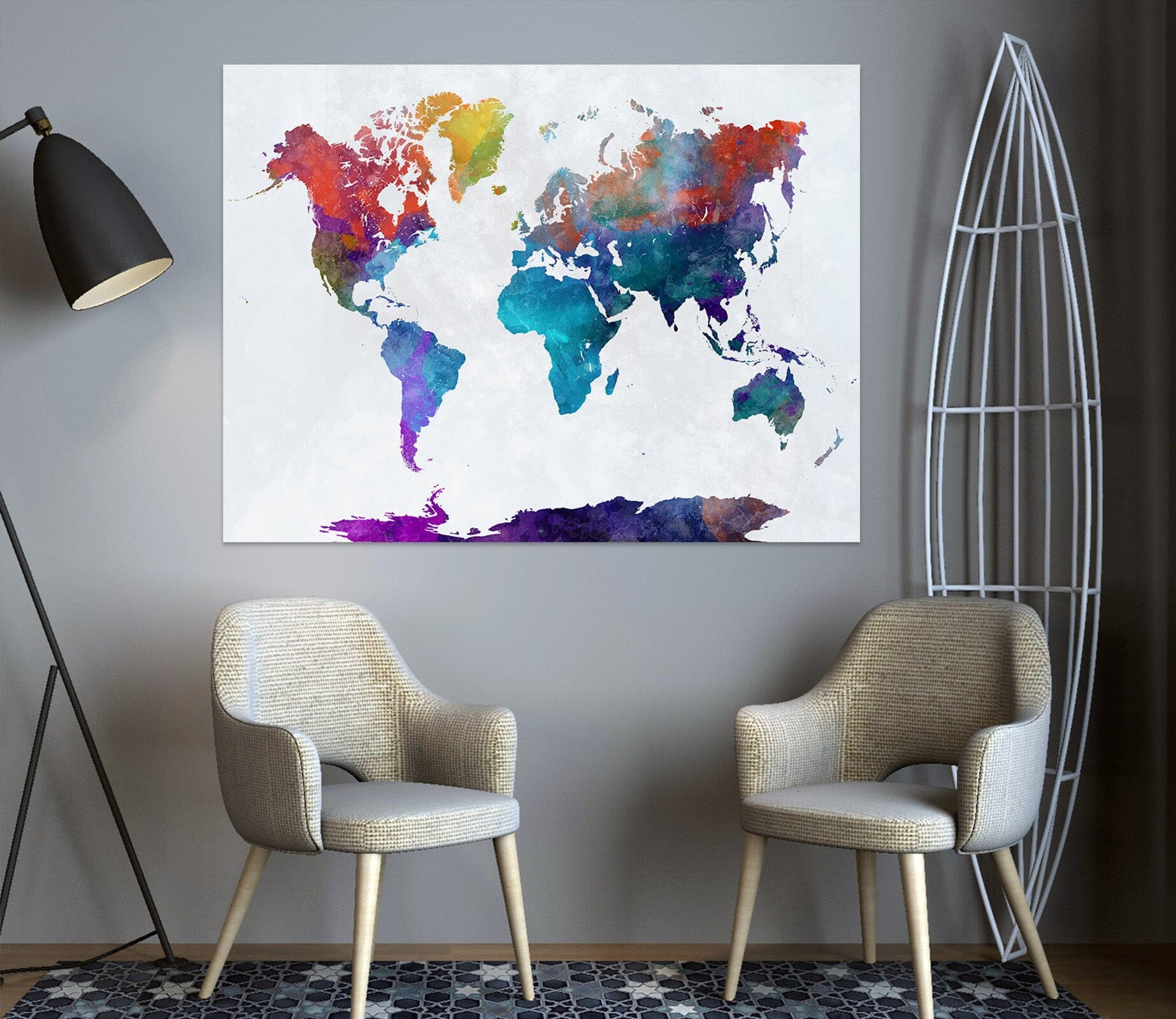3D Vibrant Colors 113 World Map Wall Sticker Wallpaper AJ Wallpaper 2 