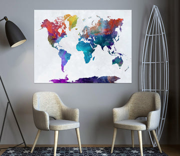 3D Vibrant Colors 113 World Map Wall Sticker