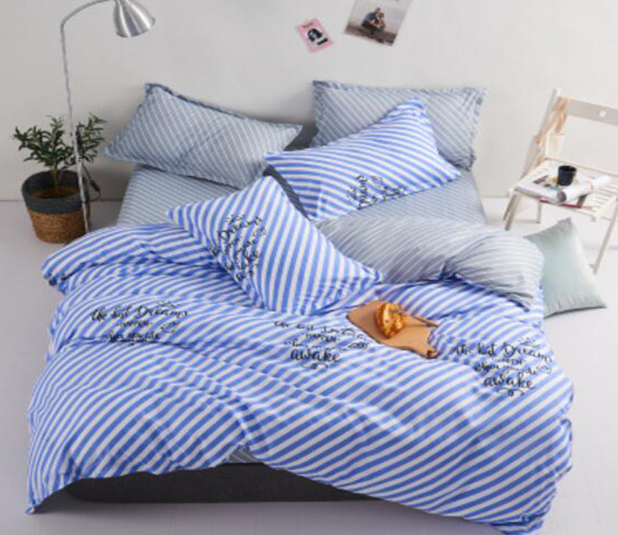 3D Blue And White Horizontal Stripes 5162 Bed Pillowcases Quilt