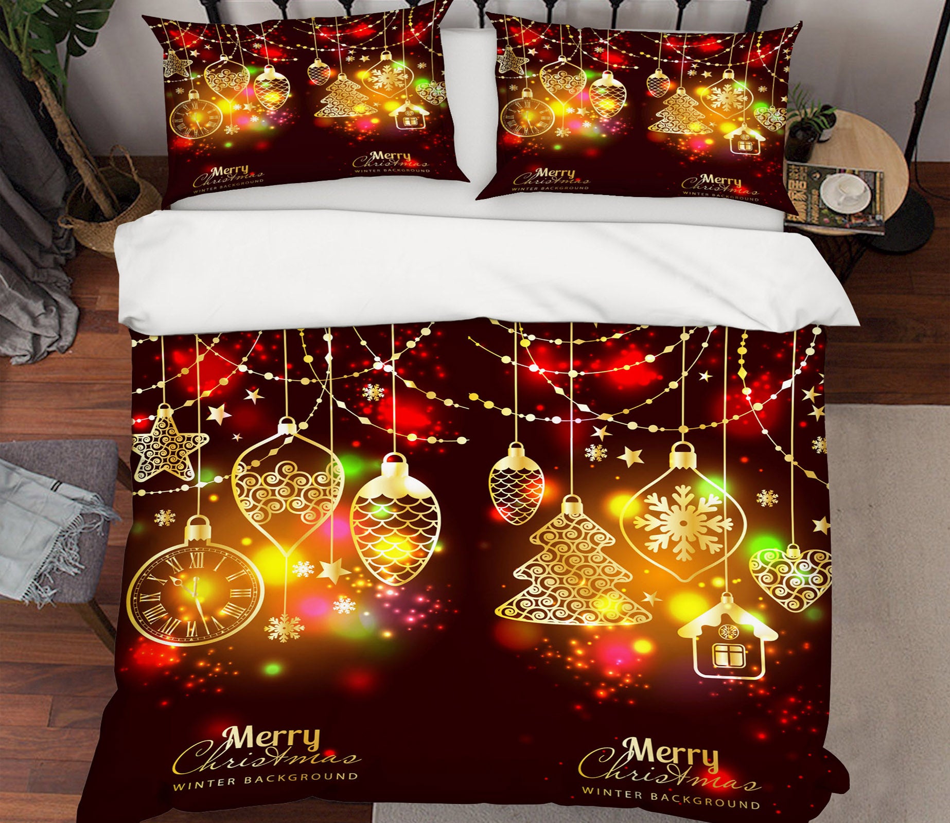 3D String Lights 51095 Christmas Quilt Duvet Cover Xmas Bed Pillowcases